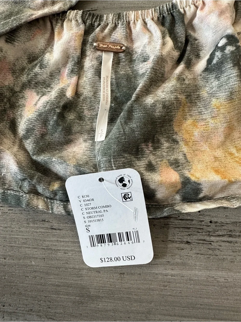 Free People Tie-Dye Wrap Crop Top in Cream, Black, Yellow, Pink